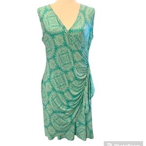 New York & Company Teal and White Patterned Dress